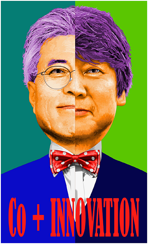 팝아트 작가 이하씨가 지난 6~7일 서울시내 일대에서 단일화를 바라는 포스터 부착 퍼포먼스를 벌였다. ⓒ이하 작가