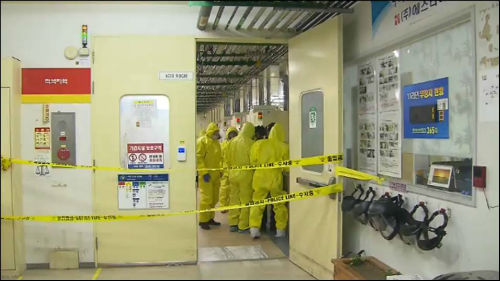 삼성반도체 화성공장 불산 누출 사고현장 ©KBS 뉴스 화면 캡처