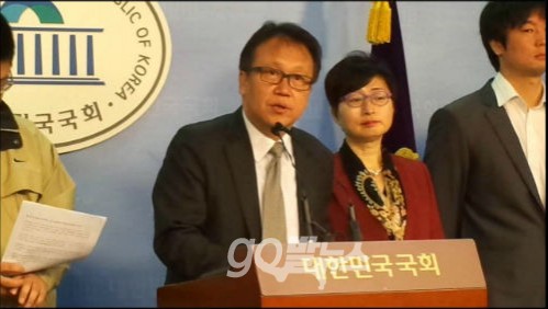 가맹사업법 개정안 통과를 촉구하는 민병두 의원 ⓒ'go발뉴스'