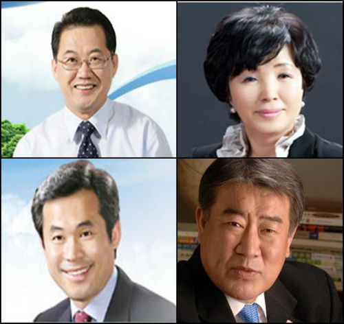 (위)새누리당 신성범-윤명희 의원 (아래)민주당 김승남-김우남 의원