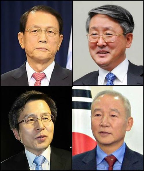 (위,오)김기춘 비서실장, 홍경식 민정수석 (아래) 황교안 법무부장관, 남재준 국가정보원장