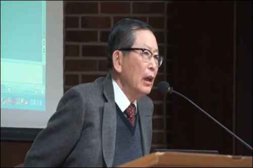 지난해 2월 <뉴데일리> 부설 이승만연구소 주최로 열린 ‘제12회 이승만 포럼’ 관련 강연 중인 유영익 위원장(당시 한동대 석좌교수) ⓒ'유투브'