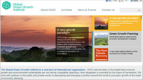 글로벌녹색성장기구 홈페이지 메인화면