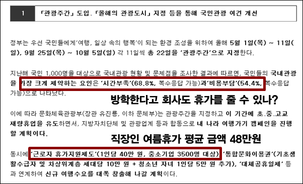 문화체육관광부가 밝힌 관광주간 도입 관련 내용. 출처:문화체육관광부 홈페이지. ⓒ‘아이엠피터’ 블로그