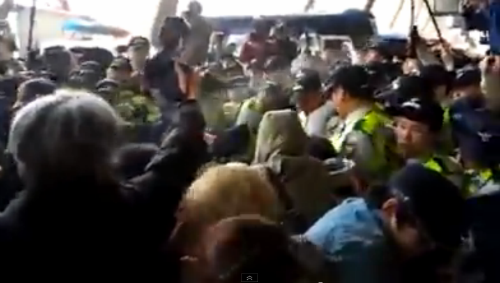 20일 고속터미널 대치장면/'민중의 소리' 영상 캡처