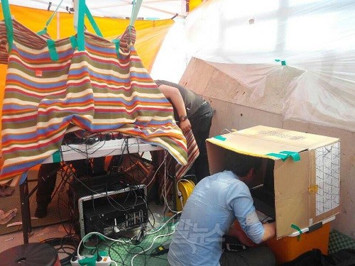 이번 비로 피해를 입은 'go발뉴스' 취재 천막 편집실