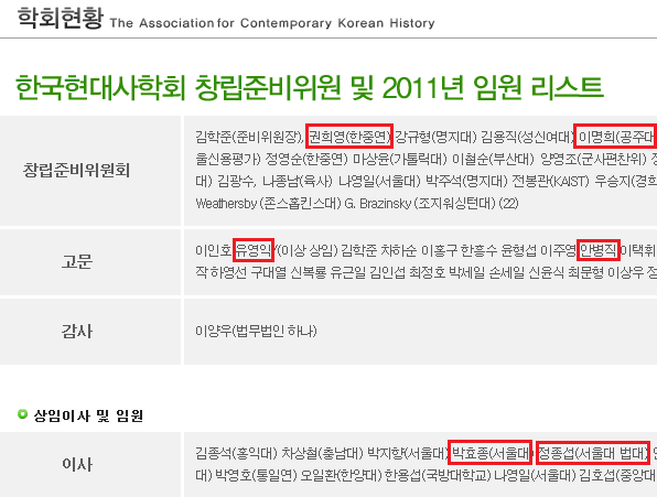이미지출처=한국현대사학회 홈페이지 학회 현황