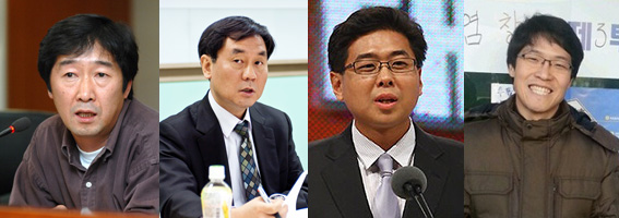 MBC측으로 부터 교육 명령을 받은 (왼쪽부터) 이우환 PD, 임대근 기자, 이춘근 PD, 이용주 기자.