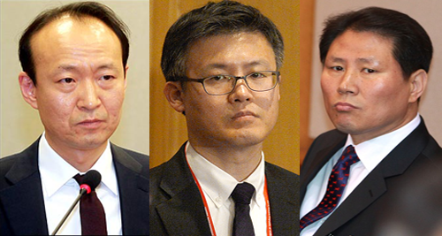 (왼쪽부터)이재만 청와대 총무비서관, 정호성 제1부속 비서관, 안봉근 전 제2부속 비서관.