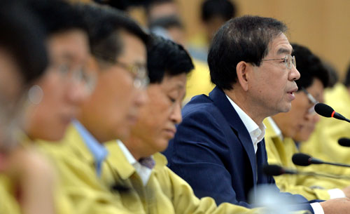 박원순 서울시장이 8일 오전 서울 중구 서울시청 6층 대회의실에서 열린 '서울시 메르스 대책회의'에서 모두 발언을 하고 있다. <사진제공=뉴시스>