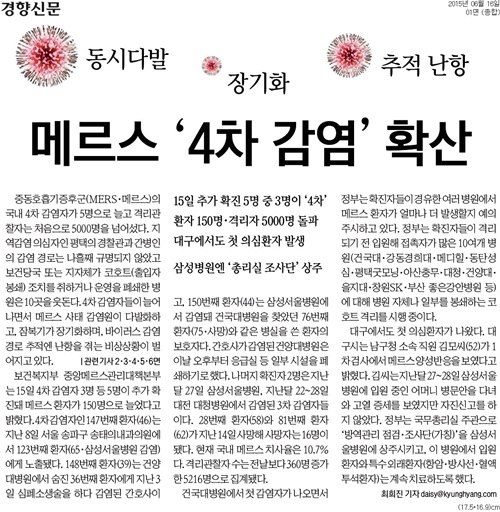 경향신문 2015년 6월16일자 1면