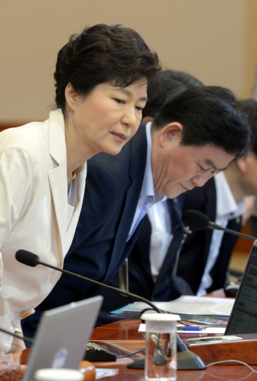 박근혜 대통령이 25일 청와대에서 국무회의를 주재하고 국회법개정안에 대한 법률안거부권을 행사했다. <사진제공=뉴시스>