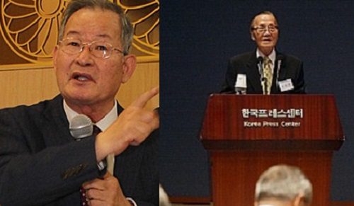 한영우 서울대 명예교수(좌), 윤병석 인하대 명예교수(우) <사진제공=뉴시스>