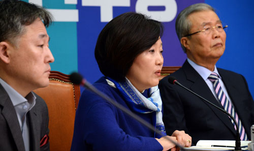 더불어민주당 박영선 비상대책위원이 29일 오전 서울 여의도 국회에서 열린 중앙선거대책위원회의에 참석해 모두발언을 하고 있다. <사진제공=뉴시스>