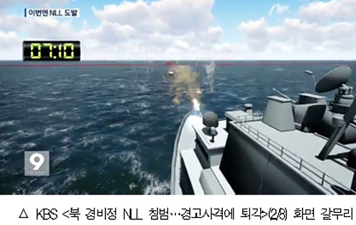 KBS <북 경비정 NLL 침범…경고사격에 퇴각>(2/8) 화면 갈무리