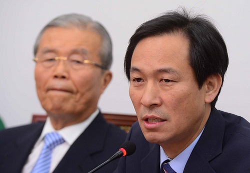 더불어민주당 우상호 원내대표가 27일 서울 여의도 국회에서 열린 비상대책위원회의에서 발언하고 있다. <사진제공=뉴시스>