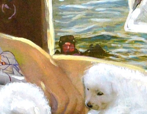 ‘더러운 잠’에는  자고 있는 박근혜 대통령을 보고 있는 한 잠수사의 모습이 작게 그려져 있다. <사진제공=뉴시스>