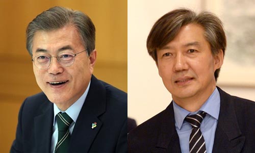 ▲ 문재인 대통령(좌)과 조국 청와대 민정수석(우) <사진제공=뉴시스>