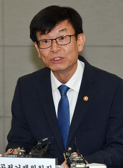 ▲ 김상조 공정거래위원장이 7월28일 오후 서울 중구 대한상공회의소에서 열린 공정위-프랜차이즈협회 간담회에서 모두발언을 하고 있다. <사진제공=뉴시스>