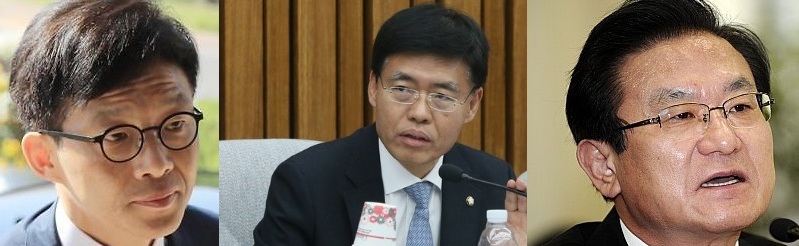 ▲ 안태근 전 검사(왼쪽), 자유한국당 최교일 의원, 이귀남 전 법무부장관(오른쪽) <사진제공=뉴시스>