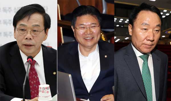 ▲ 좌로부터 이완영, 홍문종, 염동열 자유한국당 의원 <자료제공=뉴시스>