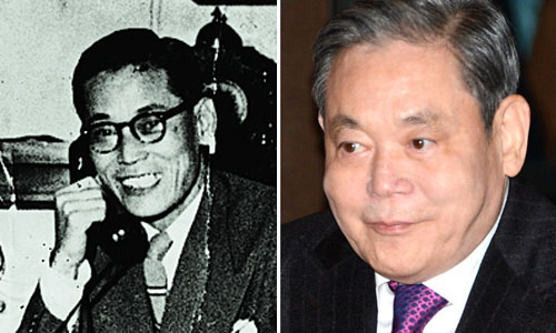 ▲ 좌로부터 고(故) 이병철 선대회장과 이건희 삼성전자 회장 <사진제공=뉴시스>