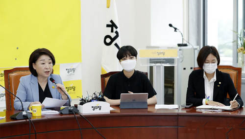 ▲ 심상정 정의당 대표가 14일 서울 여의도 국회에서 열린 의원총회에서 발언하고 있다. <사진제공=뉴시스>