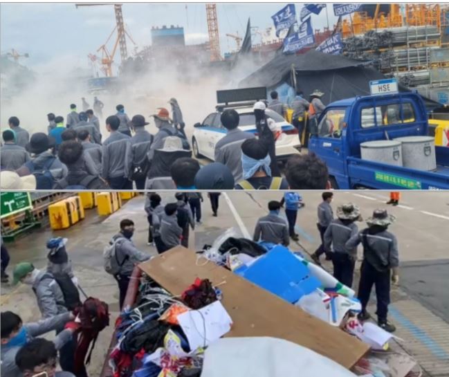 ▲ 대우조선해양 관리자 조직이 하청지회 노조를 위협하는 모습을 보도한 민중의소리(7/11)