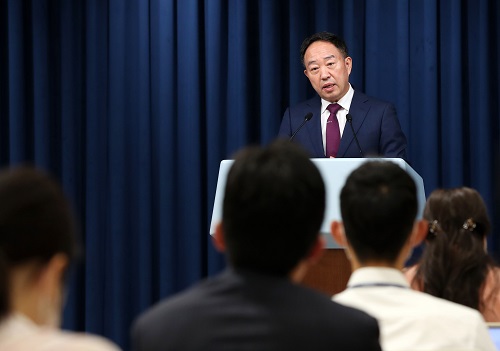 ▲ 대통령실 용산 청사에서 브리핑을 하고 있는 강승규 시민사회수석. <사진제공=뉴시스>