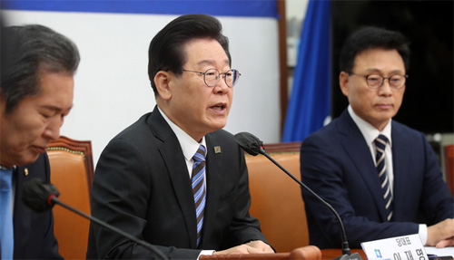 ▲ 이재명 더불어민주당 대표가 26일 오전 서울 여의도 국회에서 열린 최고위원회의에서 발언하고 있다. <사진제공=뉴시스>