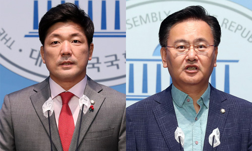 ▲ 왼쪽부터 이용 국민의힘 의원과 유상범 수석대변인 <자료사진=뉴시스 제공>