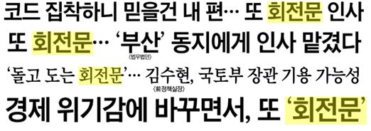 ▲ 문재인 정부 시절 반복되는 인사 문제를 지적했던 조선일보 보도제목 (순서대로 2019/3/4, 2019/5/29, 2019/6/22, 2019/6/22)