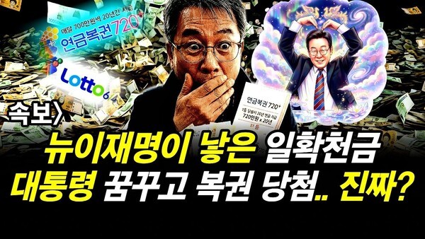 속보] 뉴이재명이 낳은 일확천금.. 대통령 꿈꾸고 복권 당첨..진짜?